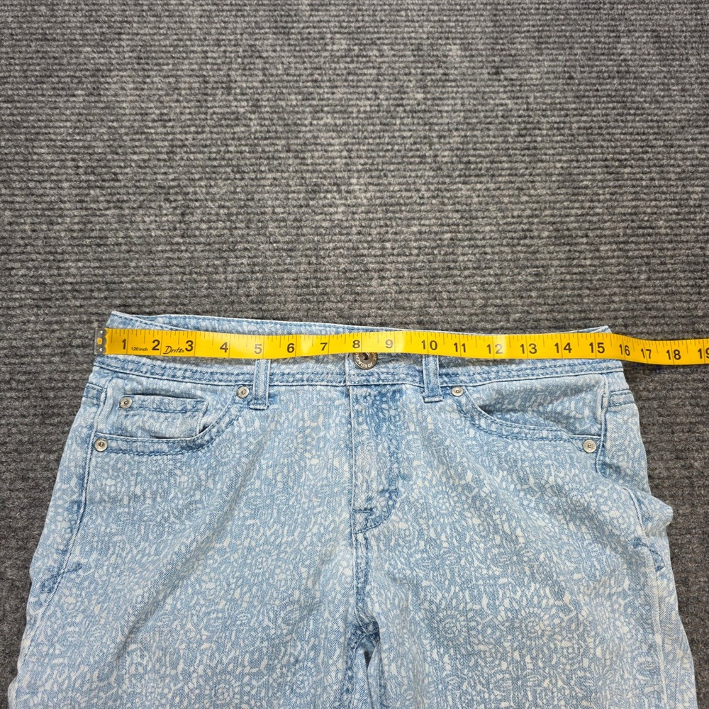 Jordache Skinny Crop Jeans Women's Size 8 Light Blue Floral Lace Print Raw Hem - Picture 6 of 8